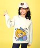 NUSYL Fleece Knit Full Sleeves Cute Girl Printed Light Winter Sweatshirt - White