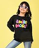 NUSYL Fleece Knit Full Sleeves Smile More Text Printed Light Winter Sweatshirt - Black