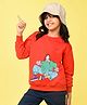 NUSYL Fleece Knit Full Sleeves  Girl Printed Light Winter Sweatshirt -  Red