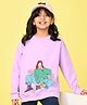 NUSYL Fleece Knit Full Sleeves  Girl Printed Light Winter Sweatshirt - Lilac