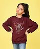 NUSYL Fleece Knit Full Sleeves Floral  Printed Light Winter Sweatshirt - Maroon