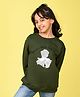 NUSYL Fleece Knit Full Sleeves Always Shine Like Star Text Printed Light Winter Sweatshirt - Olive Green
