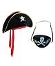 BookMyCostume Velvet Skull Printed Pirate Hat & Eye Patch Set - Black