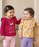 Babyoye 100% Cotton Knit Full Sleeves Tops with Bunny Print Pack of 2 - Yellow & Dark Pink