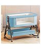StarAndDaisy Baby Bedside Cradle/Bassinet for Newborn 0-2 Years, Adjustable Height Baby Bed with Locking Wheels, Storage Basket & Mosquito Net, Portable Infant Sleeping Cot-Blue-Black