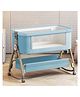 StarAndDaisy Baby Bedside Cradle/Bassinet for Newborn 0-2 Years, Adjustable Height Baby Bed with Locking Wheels, Storage Basket & Mosquito Net, Portable Infant Sleeping Cot-Blue-Brown