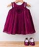 Bluebell Tissue Woven Sleeveless Party Dress With Floral Applique & Booties - Wine