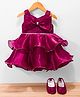 Bluebell Woven Sleeveless Layered Party Dress with Booties & Bow Applique - Wine