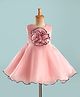 Bluebell Tissue Woven Sleeveless Party Frock With Floral Applique - Peach