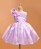 Bluebell Tissue Woven Sleeveless Party Frock With Floral Applique - Purple