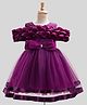 Bluebell Net Woven Sleeveless Solid Party Frock With Bow Applique - Wine