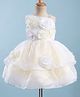 Bluebell Tissue Woven Sleeveless Party Frock With Floral Corsage - Yellow