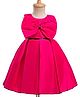 Bluebell Satin Woven Sleeveless Solid Color Party Dress with Bow Applique - Dark Pink