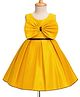 Bluebell Satin Woven Sleeveless Solid Party Frock With Bow Applique - Golden