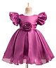 Bluebell T-issue Woven Frill Sleeves Party Dress with Floral Applique - Wine