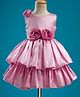 Bluebell Woven Sleeveless Layered Party Dress with Floral Applique - Pink