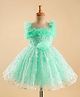Bluebell Satin Woven Sleeveless Party Frock With Floral Embroidery & Sequin Embroidery - Sea Green