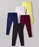 Pine Kids Cotton Lycra Knit Full Length Leggings with Polka Dot Print Pack of 5 (Color & Design May Vary)