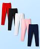 Pine Kids Cotton Lycra Knit Full Length Solid Leggings Pack Of 5 ( Colour May Vary )
