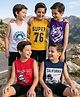 Pine Kids Cotton Knit Sleeveless Tank T-Shirts with Text Print Pack of 5 - Multicolor