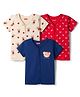 Babyhug 100% Cotton Front Open Jhablas With Animal Print Pack Of 3 - Navy Blue Red & Cream