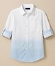Pine Kids Cotton Woven Full Sleeves Solid Colour Shirt - Blue & White