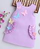 NAVKIYA G Knit Sleeveless Butterfly Embellished Knee Length Dress - Lavender