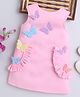NAVKIYA G Knit Sleeveless Butterfly Embellished Knee Length Dress - Pink