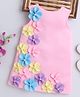 NAVKIYA G Knit Sleeveless Flowers Embellished Knee Length Dress - Pink