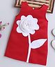 NAVKIYA G Knit Sleeveless Floral Embellished Knee Length Dress - Red