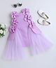 NAVKIYA G Knit Sleeveless Floral Net Embellished Knee Length Dress - Lavender