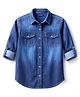 Pine Kids Denim Woven Full Sleeves Washed Shirt - Blue