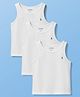 Pine Kids Cotton Lycra Knit Sleeveless Solid Colour Vests Pack Of 5 - White