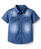 Pine Kids Woven Half Sleeves Washed Denim Shirt - Blue