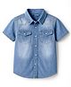 Pine Kids Woven Half Sleeves Washed Denim Shirt - Light Blue