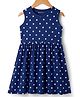Kookie Kids Single Jersey Knit Sleeveless Frock With Polka Dot Print - Navy Blue