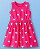 Kookie Kids Single Jersey Knit Sleeveless Frock With Heart Print - Dark Pink