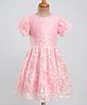 Primo Gino Woven Embellished Puff Sleeve Party Dress - Pink