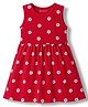 Kookie Kids Single Jersey Knit Sleeveless Frock with Floral Print - Red