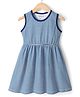 Kookie Kids Single Jersey Knit Sleeveless Frock with Stripes - Navy Blue