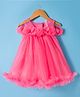 Babyhug Mesh Woven Sleeveless Party Dress With Floral Corsage - Pink
