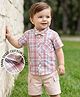 Babyoye 100% Cotton Woven Half Sleeves Checks Shirt & Shorts Set - Brown