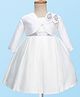 Babyhug 5 Layers With Cotton Lining Premium Heavy Satin Party Dress & Full Sleeves Shrug With Bow Applique  - White