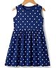 Kookie Kids Single Jersey Knit Sleeveless Frock with Polka Dot Print - Navy Blue