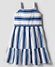 Primo Gino 100% Cotton Woven Sleeveless Poplin Stripe Dress - Royal Blue & White