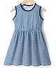 Kookie Kids Single Jersey Knit Sleeveless Frock with Stripes - Navy Blue