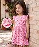 Kookie Kids Single Jersey Knit Frill Sleeves Frock with Candy Print - Pink