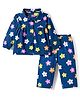 Babyhug Cotton Knit Full Sleeves Co-ords Night Suit With Floral Print - Navy Blue