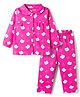 Babyhug Cotton Knit Full Sleeves Co-ords Night Suit With Kitty Print - Pink