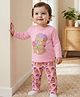 Babyoye 100% Cotton Knit Full Sleeves Night Suit with Bear Print - Pink